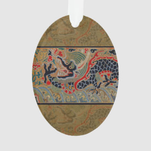 Ornamento Padrão de bordado em seda de dragão chinês antigo