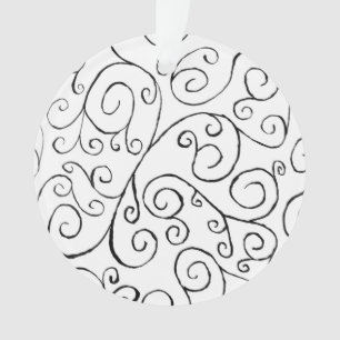 Ornamento Padrão de Curva Preta Pintado à Mão em Branco