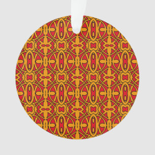 Ornamento Padrão de Desenho de Mão Laranja e Vermelha