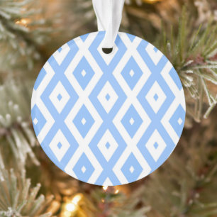 Ornamento Padrão de diamante azul e branco