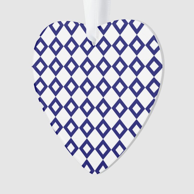 Ornamento Padrão de diamante branco e Marinho (Frente)