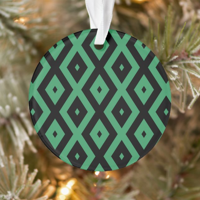 Ornamento Padrão de diamante verde e preto (Árvore)