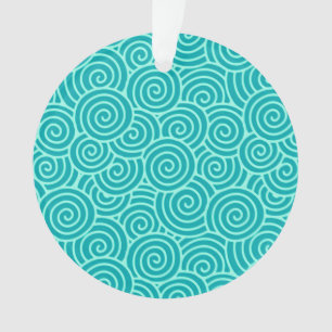 Ornamento Padrão de espiral japonês - turquesa e aqua