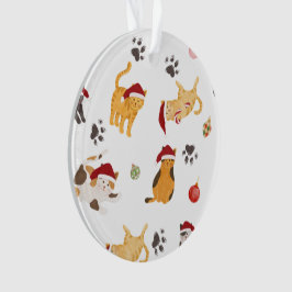 Ornamento Padrão de Gato de Férias Fofo