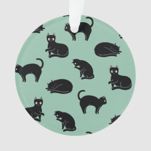 Ornamento Padrão de Gatos Pretos Sem Olhos