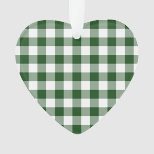 Ornamento Padrão de Gingham Verde e Branco