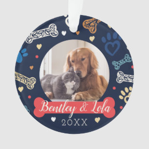 Ornamento Padrão de impressão de pata e ossos   Foto de Anim