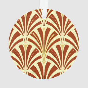 Ornamento Padrão de leque Art Deco - cobre sobre amarelo
