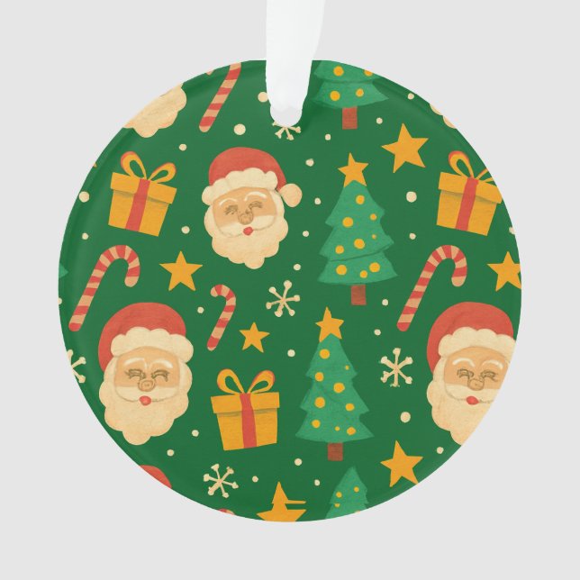 Ornamento padrão de Natal, Árvores e Alegria (Frente)
