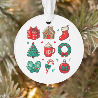 Ornamento Padrão de Natal Casa de Biscoito Wreath Luvas