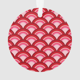 Ornamento Padrão de onda Art Deco - vermelho e fúcsia
