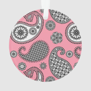 Ornamento Padrão de Paisley, tons de cinza a rosa