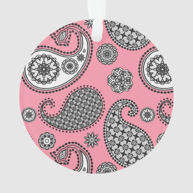 Ornamento Padrão de Paisley, tons de cinza a rosa (Verso)