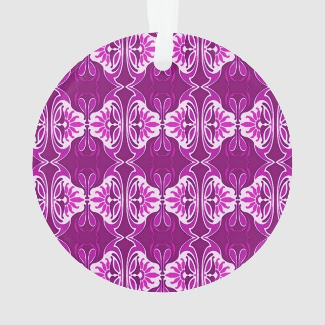 Ornamento padrão de papel de parede Art Deco - roxo e branco (Verso)