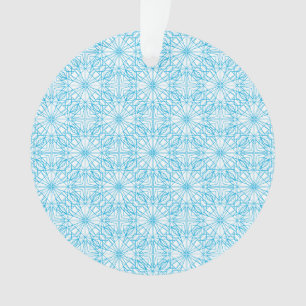 Ornamento Padrão de Simetria Geométrica Azul Branco Luz Bril