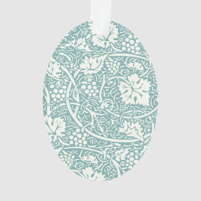 Ornamento Padrão de Uva William Morris Azul Turquesa (Verso)