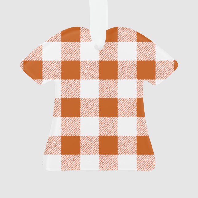 Ornamento Padrão de Verificação de Gingham Brown (Verso)