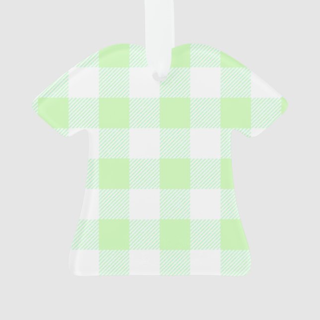 Ornamento Padrão de Verificação de Gingham Verde Claro (Verso)