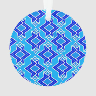 Ornamento Padrão de Wallpaper Art Deco, Azul Ceruliano