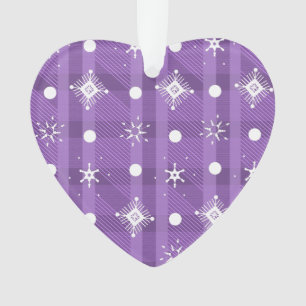 Ornamento Padrão de Xadrez Roxo Simples Flocos de Neve