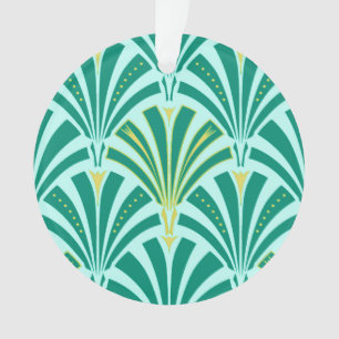 Ornamento Padrão do ventilador Art Deco - turquesa no aqua