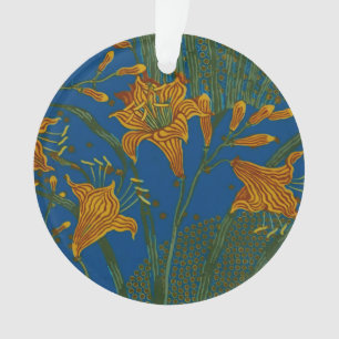 Ornamento Padrão Floral de Dia Lírio Vintage de Walter Crane