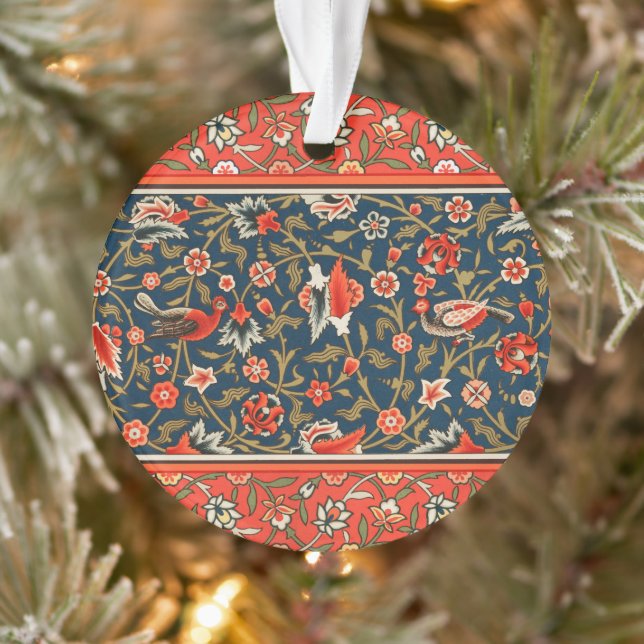 Ornamento Padrão Floral Indo-Persa Boêmio Vintage Vermelho (Árvore)