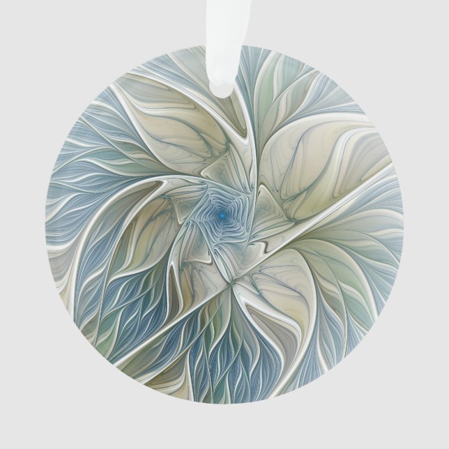 Ornamento Padrão Floral Sonho Abstrato Caqui Azul Fractal (Frente)