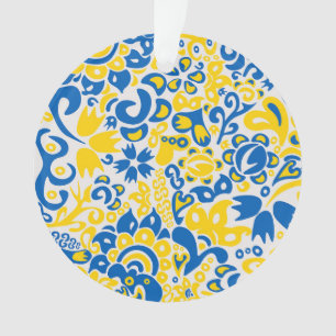 Ornamento Padrão Folclore com cores de bandeira ucraniana