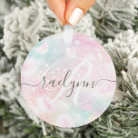 Ornamento Padrão Girly De Pastel Com Glama Rosa<br><div class="desc">Personalize facilmente este padrão bonito de brilho do boque rosa com seu nome personalizado e/ou monograma.</div>