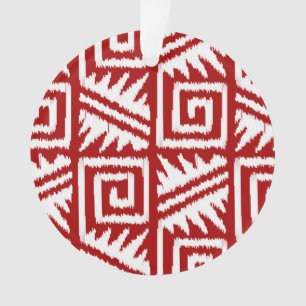 Ornamento Padrão Ikat Aztec - Vermelho Escuro e Branco