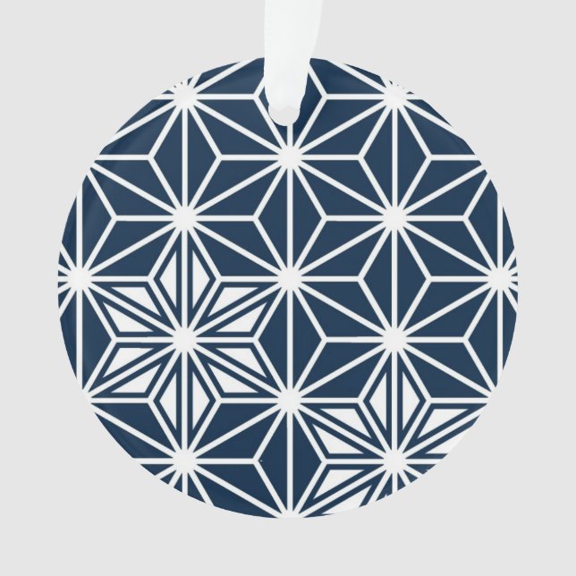 Ornamento Padrão japonês Asanoha - azul índigo e branco (Frente)