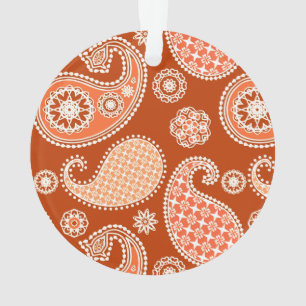 Ornamento padrão Paisley, laranja-mandarim e branco