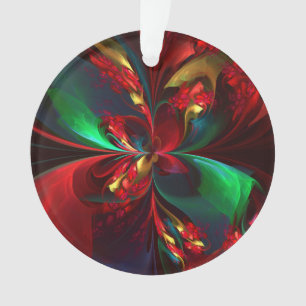 Ornamento Padrão Verde Vermelho Abstrato Floral Moderno #11