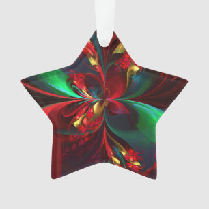 Ornamento Padrão Verde Vermelho Abstrato Floral Moderno #11