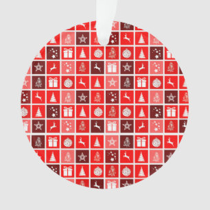 Ornamento Padrão Vermelho de Férias de Natal