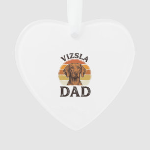 Ornamento Pai Vizsla Desenho de Cachorro com Gravação Vintag