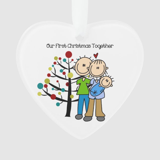 Ornamento Pais Bebê Garoto 1rua de Natal Juntos (Frente)