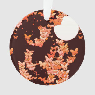 Ornamento Paisagem com borboletas - coral, chocolate