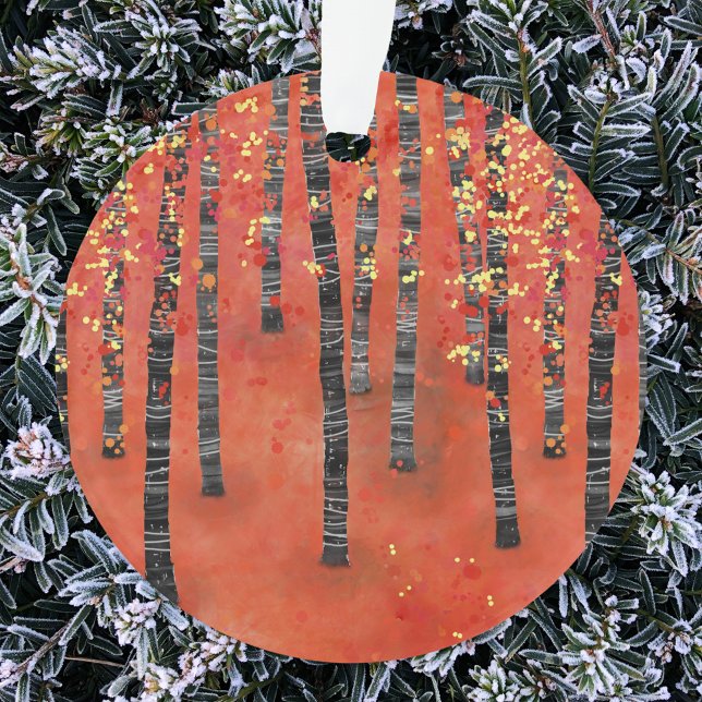 Ornamento Paisagem da Floresta Birch (Birch tree forest woodland art Christmas ornament)