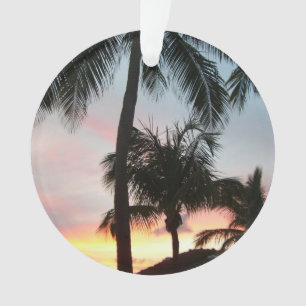 Ornamento Paisagem Tropical de Palms Sunset Fotografia