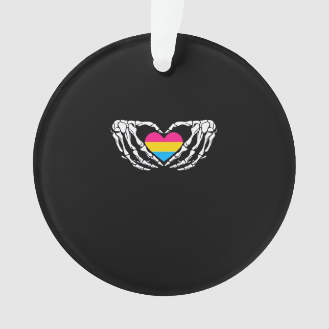 Ornamento Pan Pride Skeleton Halloween Gótico Heart (Frente)