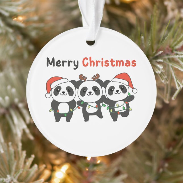 Ornamento Panda Natal Animais Pandas Feliz Natal (Árvore)
