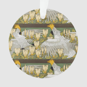 Ornamento Papagaio Cacatua Verde Salvia Vintage Arte Magnóli
