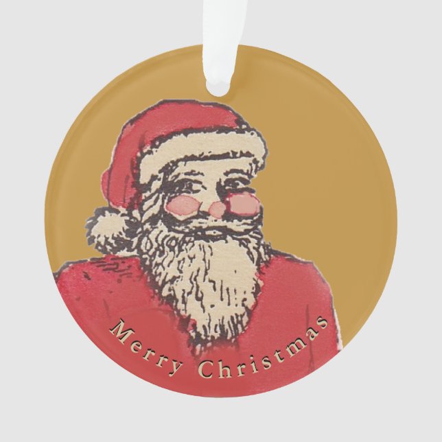 Ornamento Papai Noel Alegre com o Seu Texto (Frente)