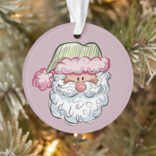Ornamento Papai Noel Bonito Natal Festa de Natal Rosa
