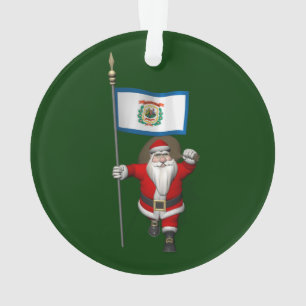 Ornamento Papai Noel com a bandeira de West Virginia
