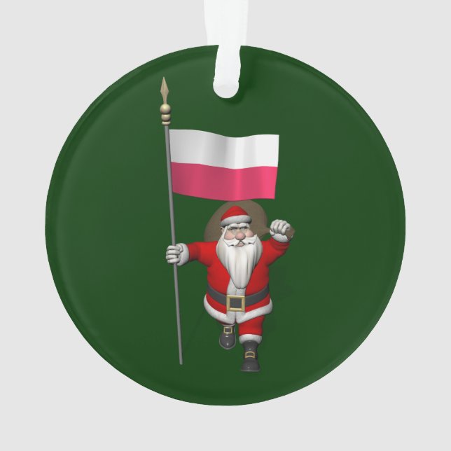 Ornamento Papai Noel Com Bandeira De Polônia (Verso)