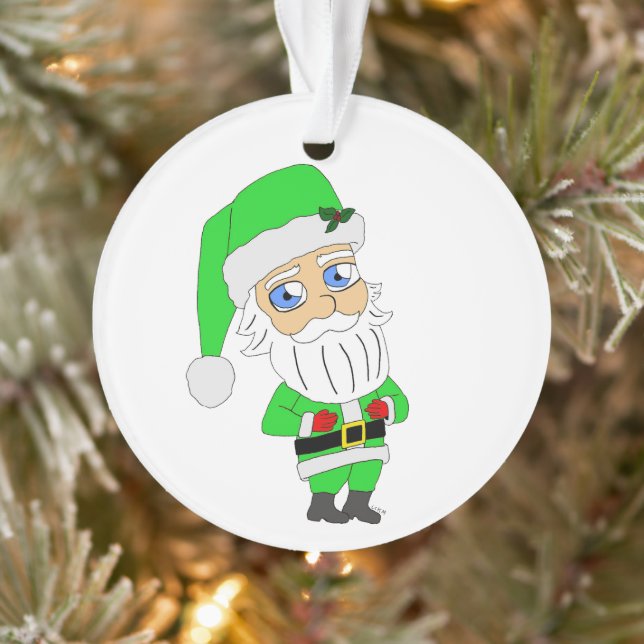 Ornamento Papai Noel de terno verde chibi (Árvore)