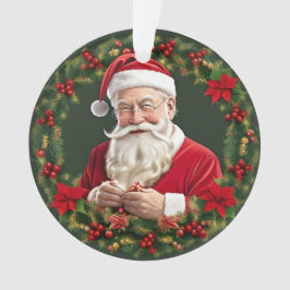 Ornamento Papai Noel em uma Grinalda Festiva
